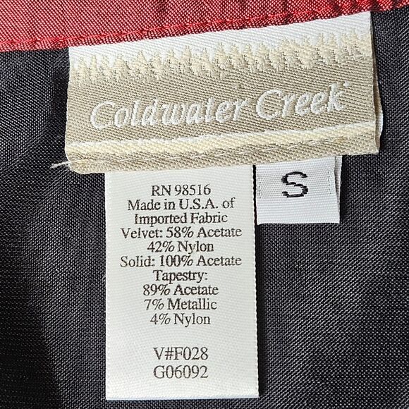 Coldwater Creek Black Velvet Gold Metallic Tapestry Button Front Jacket Blouse - Picture 4 of 10